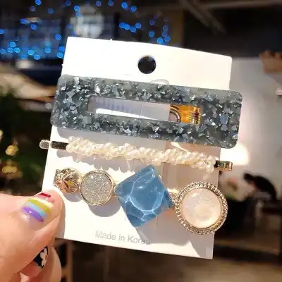 3pcs Women's Geometric Shaped Plastic Resin Hair Clip Set