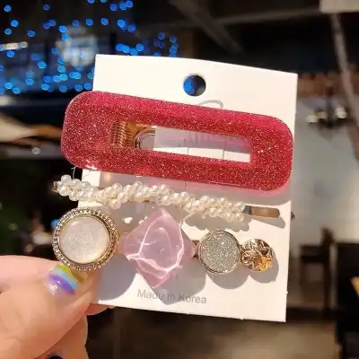 3pcs Women's Geometric Shaped Plastic Resin Hair Clip Set