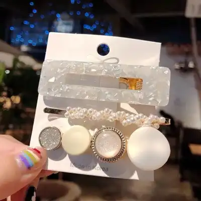 3pcs Women's Geometric Shaped Plastic Resin Hair Clip Set