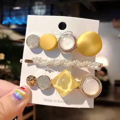 3pcs Women's Geometric Shaped Plastic Resin Hair Clip Set
