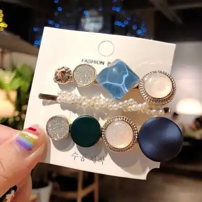 3pcs Women's Geometric Shaped Plastic Resin Hair Clip Set