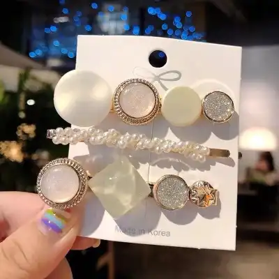 3pcs Women's Geometric Shaped Plastic Resin Hair Clip Set