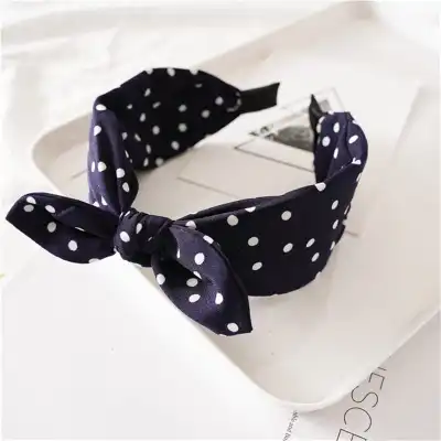 Women Fashion Rabbit Ear Bow Headband Polka Dot Fabric Hairband