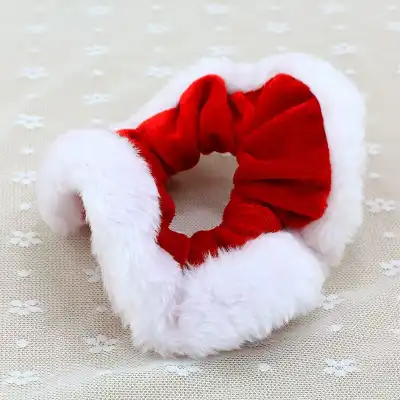 Women Cute Christmas Plaid Wave Fabric Hair Tie