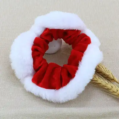 Women Cute Christmas Plaid Wave Fabric Hair Tie