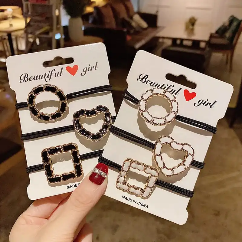 Women Minimalist Geometric Shaped Decorative Hair Rope Metal