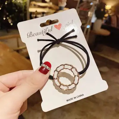 Women Minimalist Geometric Shaped Decorative Hair Rope Metal