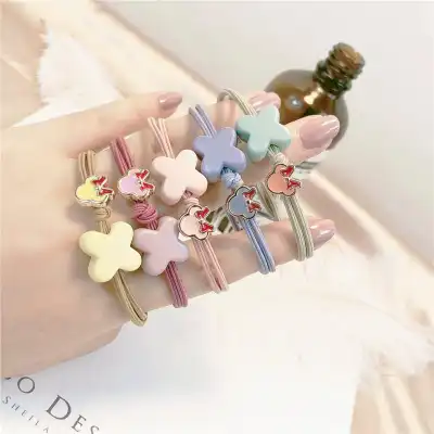 Girl Simple Acrylic Elastic Hair Rope Bow Tie