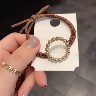 Women Minimalist Geometric Pearl Decorative Hair Rope