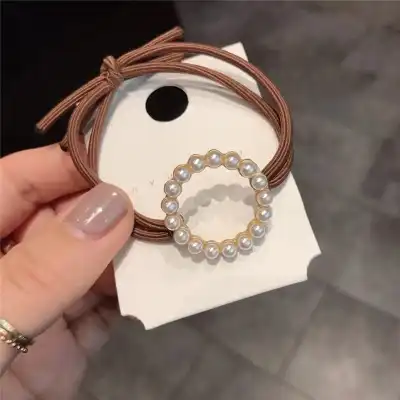 Women Minimalist Geometric Pearl Decorative Hair Rope