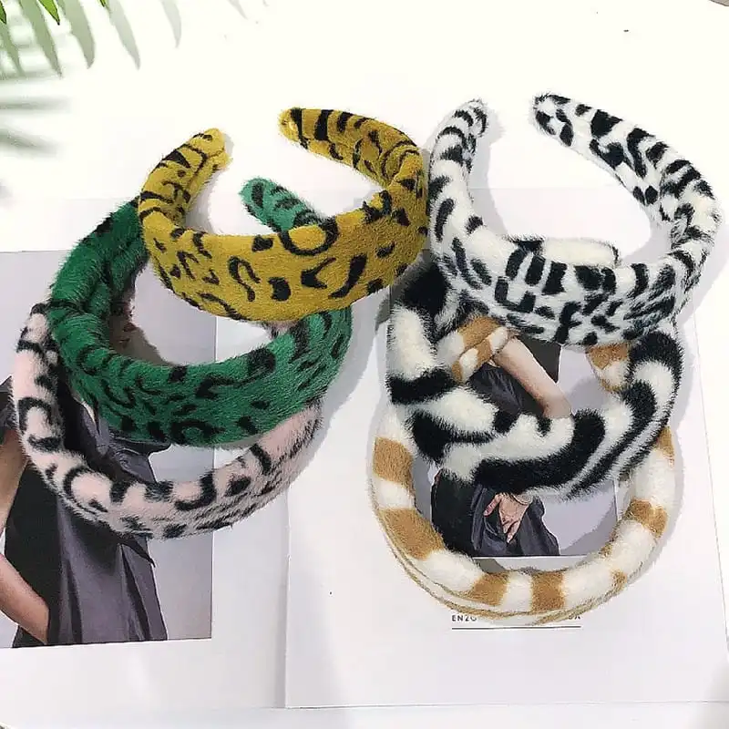 Women Fashion Leopard Print Wide Edge Fabric Headband