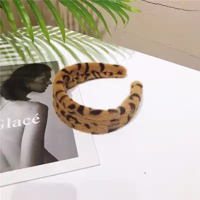 Women Fashion Leopard Print Wide Edge Fabric Headband