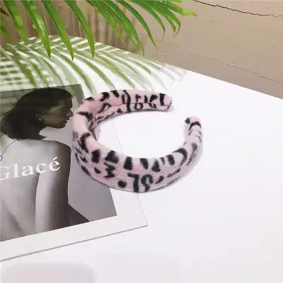 Women Fashion Leopard Print Wide Edge Fabric Headband