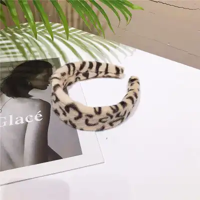 Women Fashion Leopard Print Wide Edge Fabric Headband