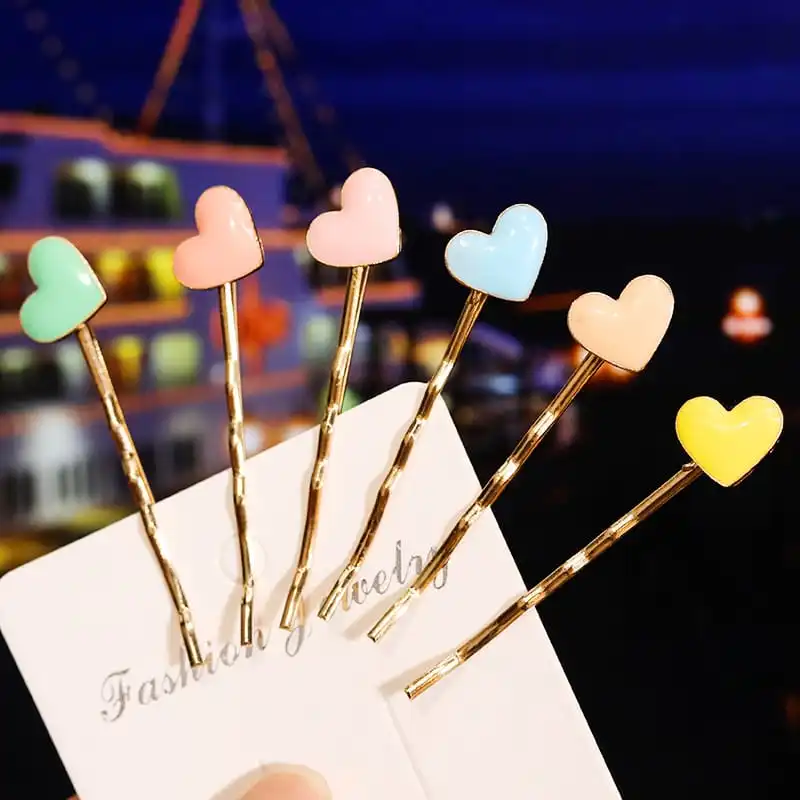 Girl Cute Heart Shaped Alloy Decorative Hair Pin
