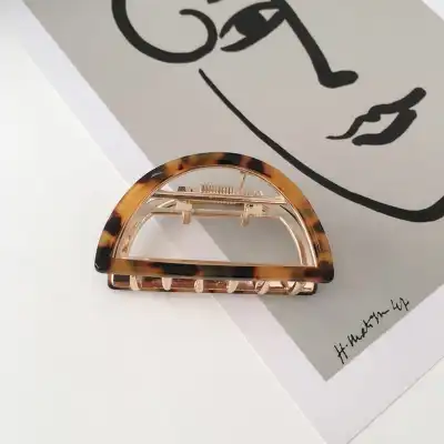 Women Simple Semicircle Hollow Out Acetate Hair Claw Clip