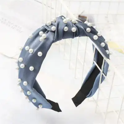 Women Fashion Pearl Decorative Cross Design Headband