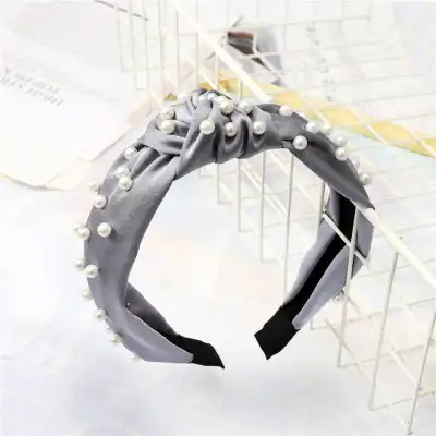 Women Fashion Pearl Decorative Cross Design Headband