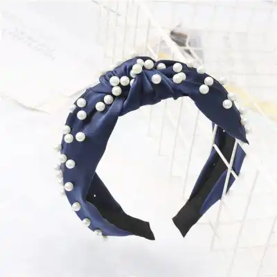 Women Fashion Pearl Decorative Cross Design Headband
