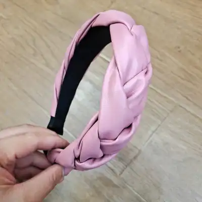 Women Simple Solid Color PU Headband