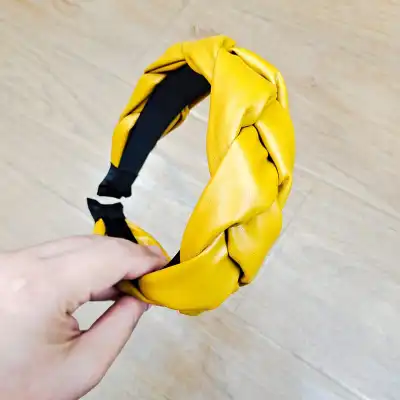 Women Simple Solid Color PU Headband