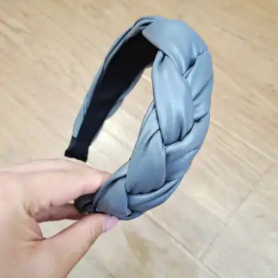 Women Simple Solid Color PU Headband