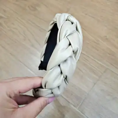 Women Simple Solid Color PU Headband