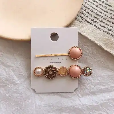 Women Fashion Pearl And Rhinestone Decorative Hair Clip Set (2pcs)