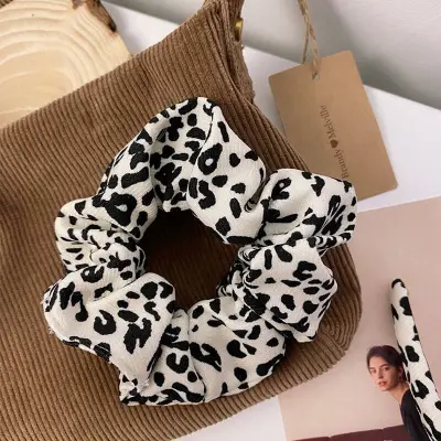 Women Fashion Leopard Print Fabric Hair Tie