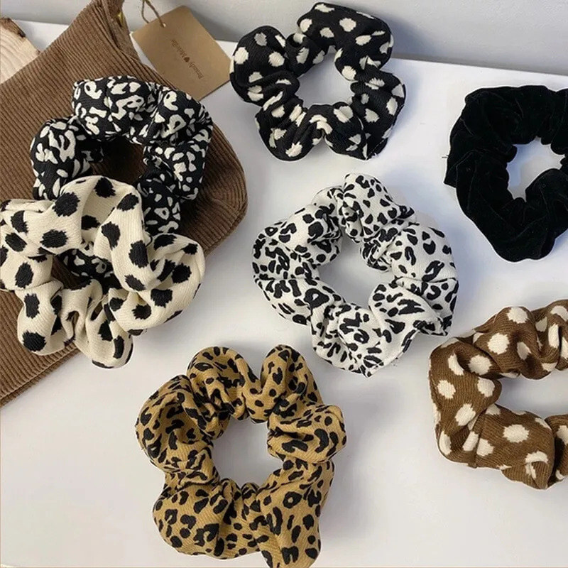 Women Fashion Leopard Print Fabric Hair Tie