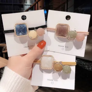 Women Fashion Geometry Decorate Hair Tie with Star Beads