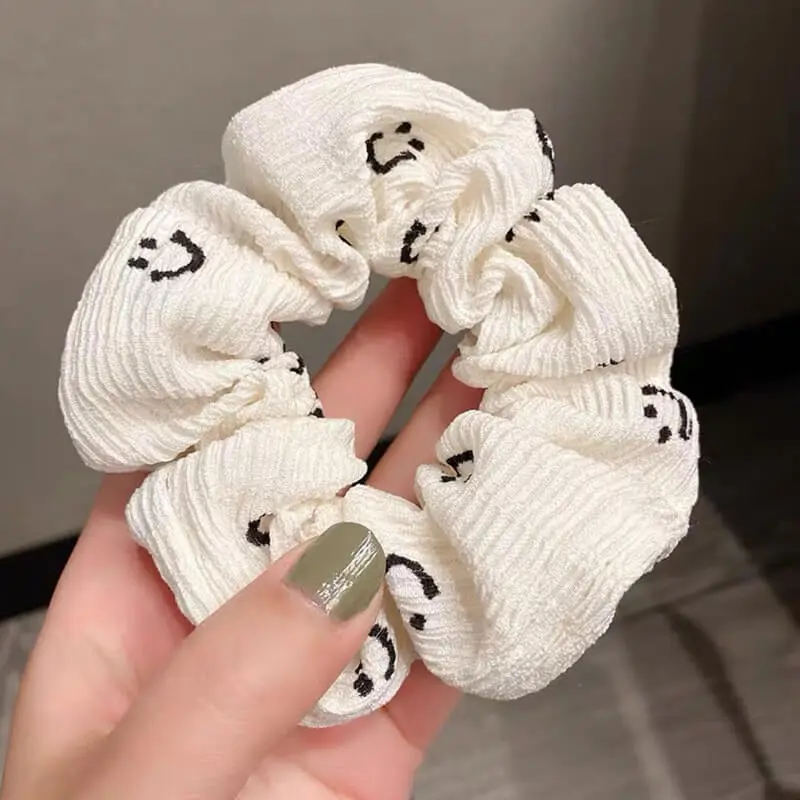 Women's Fashion Fabric Smiley Pattern Hair Tie