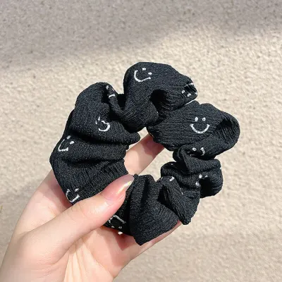 Women's Fashion Fabric Smiley Pattern Hair Tie