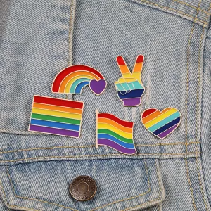 Rainbow Dropping Oil Alloy Badge Brooch Unisex Heart-shaped Exotic
