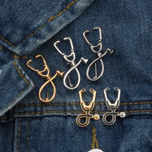 Cartoon Stethoscope Design Metal Brooch Unisex Simple