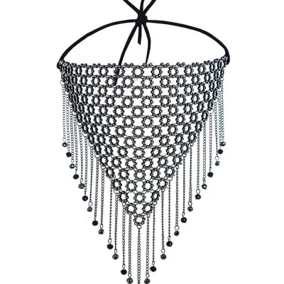 Women Shiny Rhinestone Tassel Mask Jewelry Party Festivals