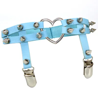 Punk Heart Shape Rivet Street Dance Leg Ring Adjustable Leather Garter Belt Unisex