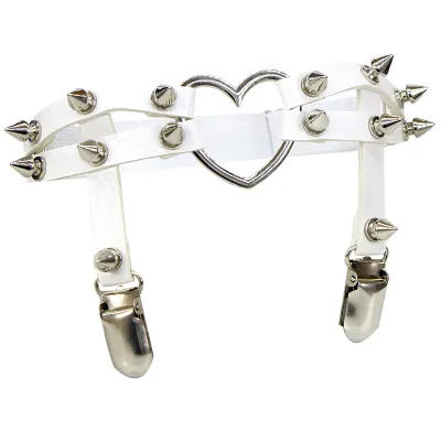 Punk Heart Shape Rivet Street Dance Leg Ring Adjustable Leather Garter Belt Unisex