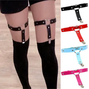 Punk Heart Shape Rivet Decor Street Dance Leather Leg Ring