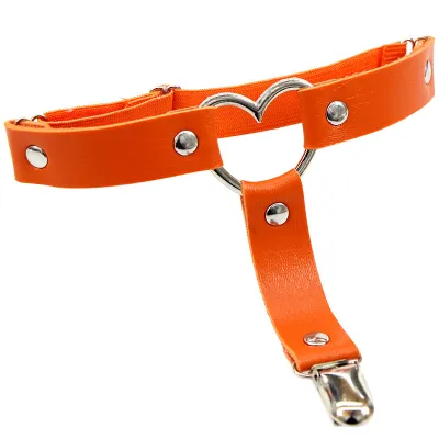 Punk Heart Shape Rivet Decor Street Dance Leather Leg Ring
