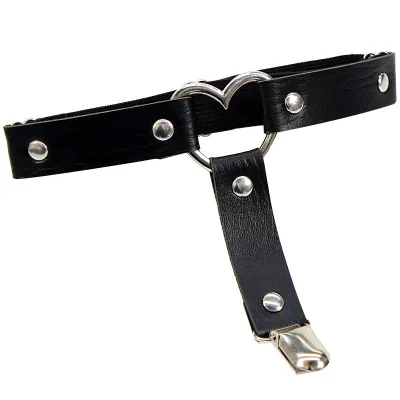 Punk Heart Shape Rivet Decor Street Dance Leather Leg Ring
