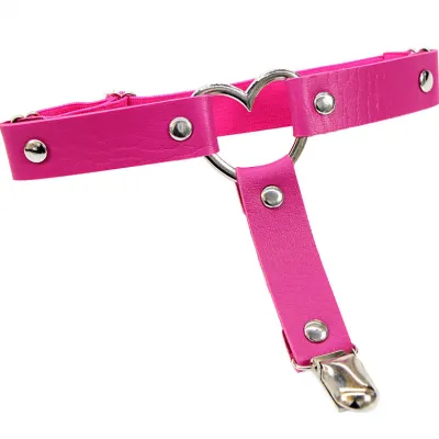 Punk Heart Shape Rivet Decor Street Dance Leather Leg Ring