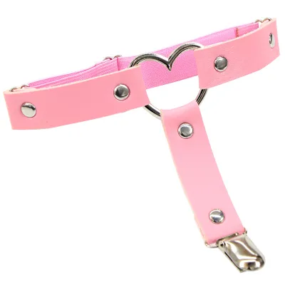 Punk Heart Shape Rivet Decor Street Dance Leather Leg Ring