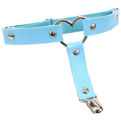 Punk Heart Shape Rivet Decor Street Dance Leather Leg Ring