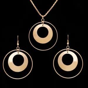 Fashion Double Layer Circle Earrings Necklace Set Alloy Animal Women