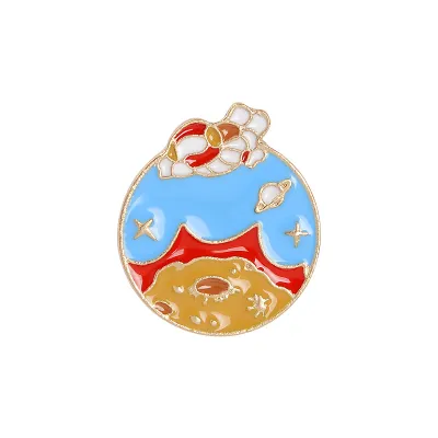 Cute Cartoon Unicorn Bear Planet Shaped Brooch Unisex Alloy