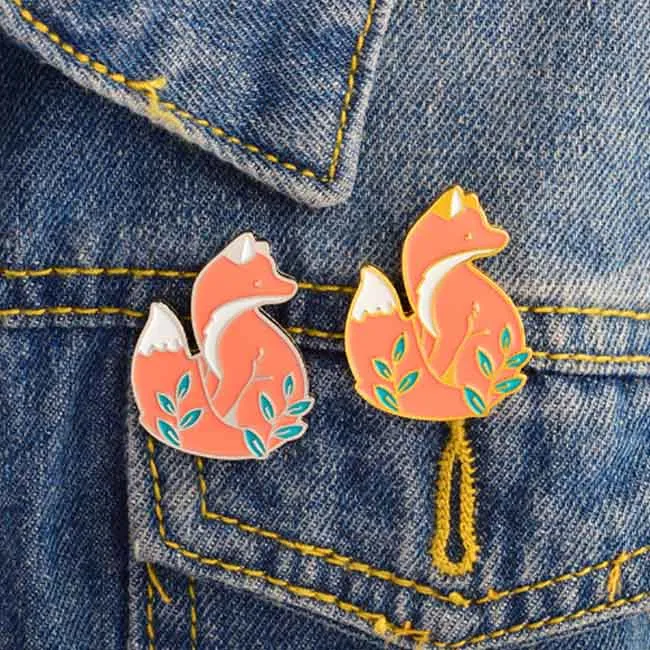 Cute Cartoon Red Fox Shaped Brooch