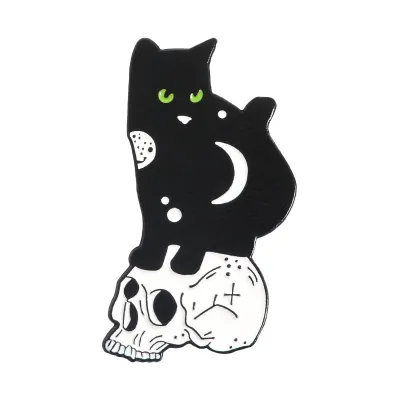 Unique Cat And Skull Shaped Alloy Brooch Unisex Animal Brooch