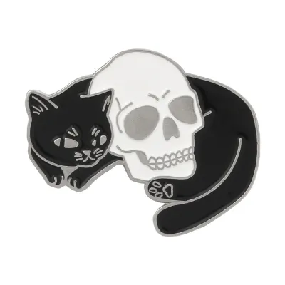Unique Cat And Skull Shaped Alloy Brooch Unisex Animal Brooch