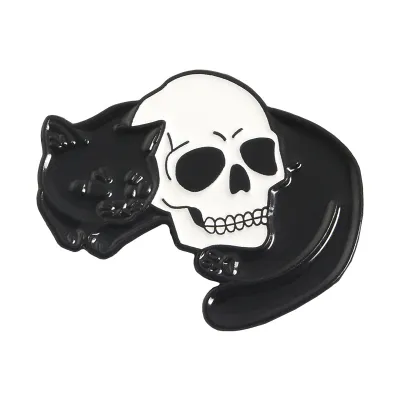 Unique Cat And Skull Shaped Alloy Brooch Unisex Animal Brooch